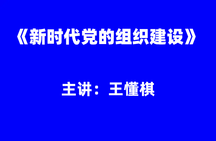 王懂棋：新时代党的组织建设十讲