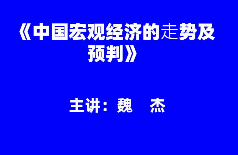 魏杰：《中国宏观经济的⾛势及预判》