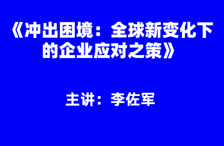 李佐军：《冲出困境：全球新变化下的企业应对之策》
