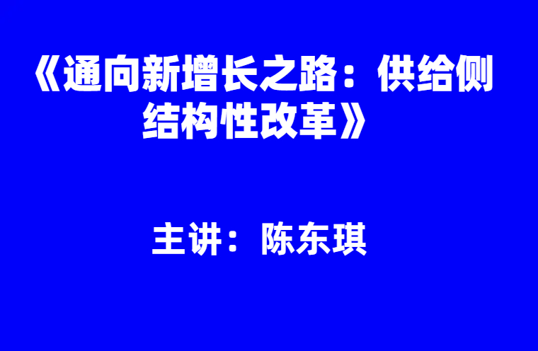 陈东琪：《通向新增长之路：供给侧结构性改革》