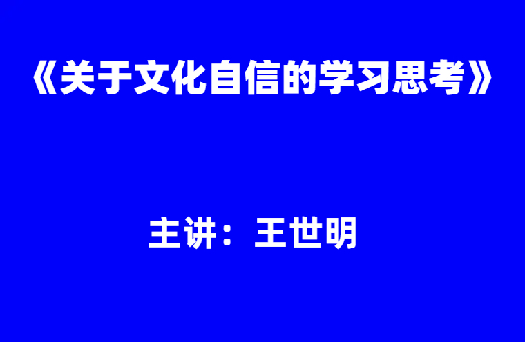 王世明：《关于文化自信的学习思考》