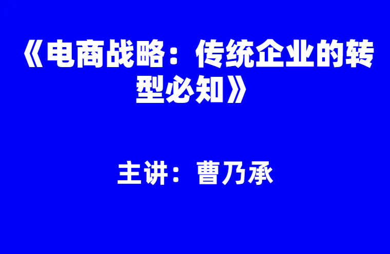 曹乃承：《电商战略：传统企业的转型必知》