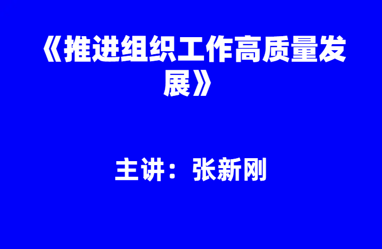 张新刚：《推进组织工作高质量发展》