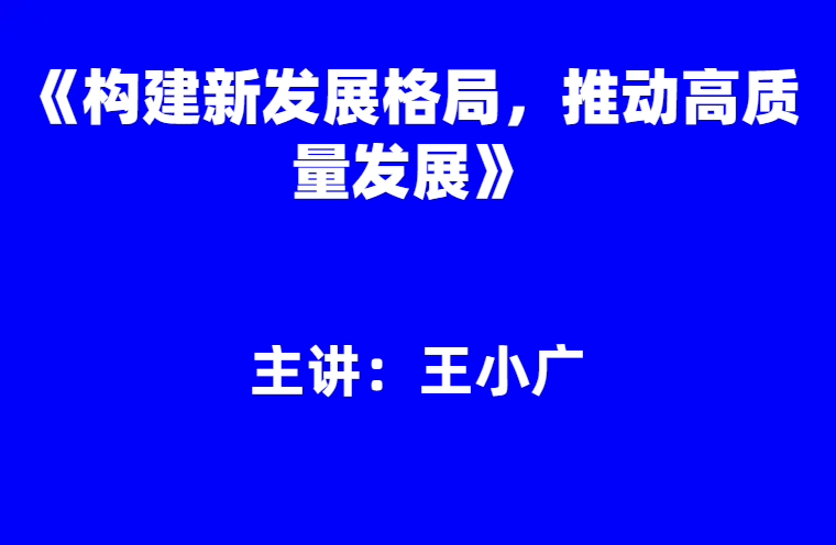 王小广：《构建新发展格局，推动高质量发展》