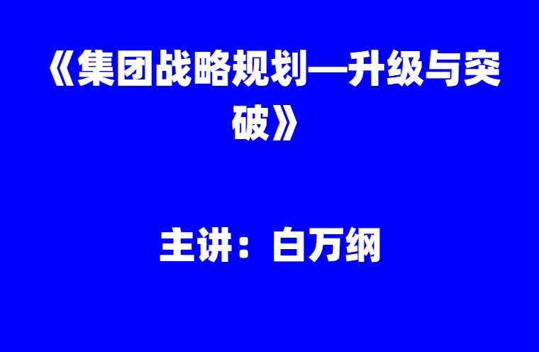 白万纲：《集团战略规划——升级与突破》