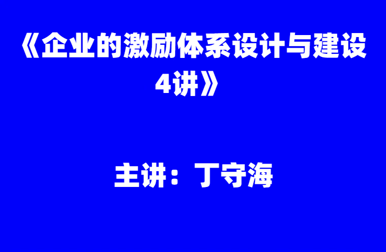 丁守海：《企业的激励体系设计与建设4讲》